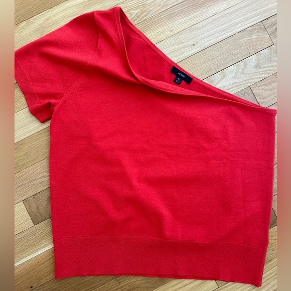 J.Crew One Shoulder Short Sleeve Stretch Sweater Top in Ripe Persimmon XL - Picture 5 of 7